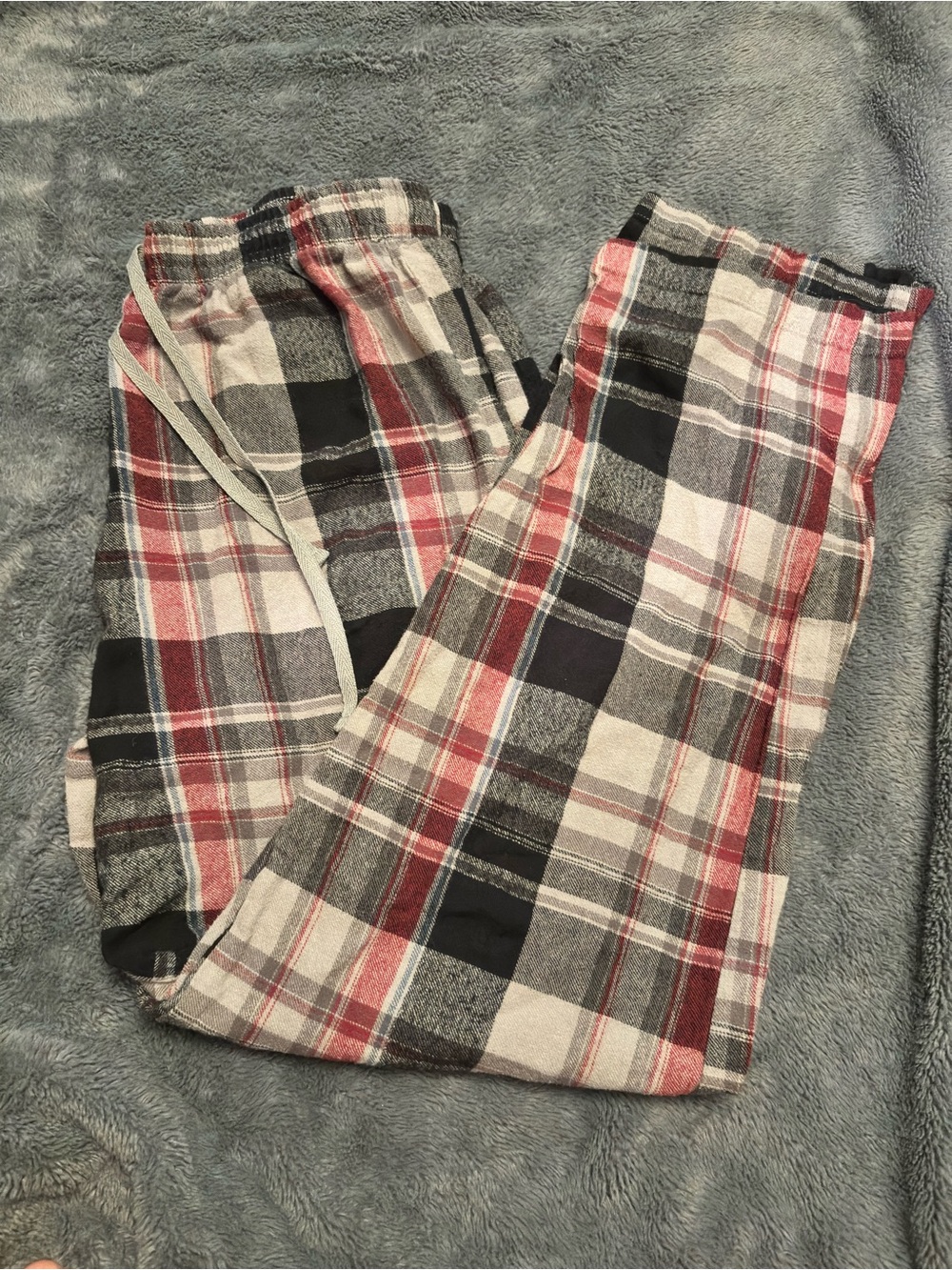 COS Red, Black and White Plaid Joggers
